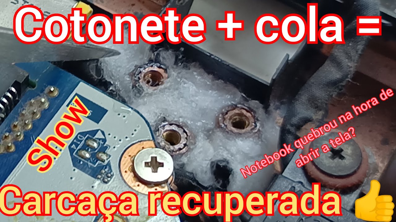 Como recuperar carcaça de notebook com algodão e cola instantânea .. serve pra qualquer um modelo 👍