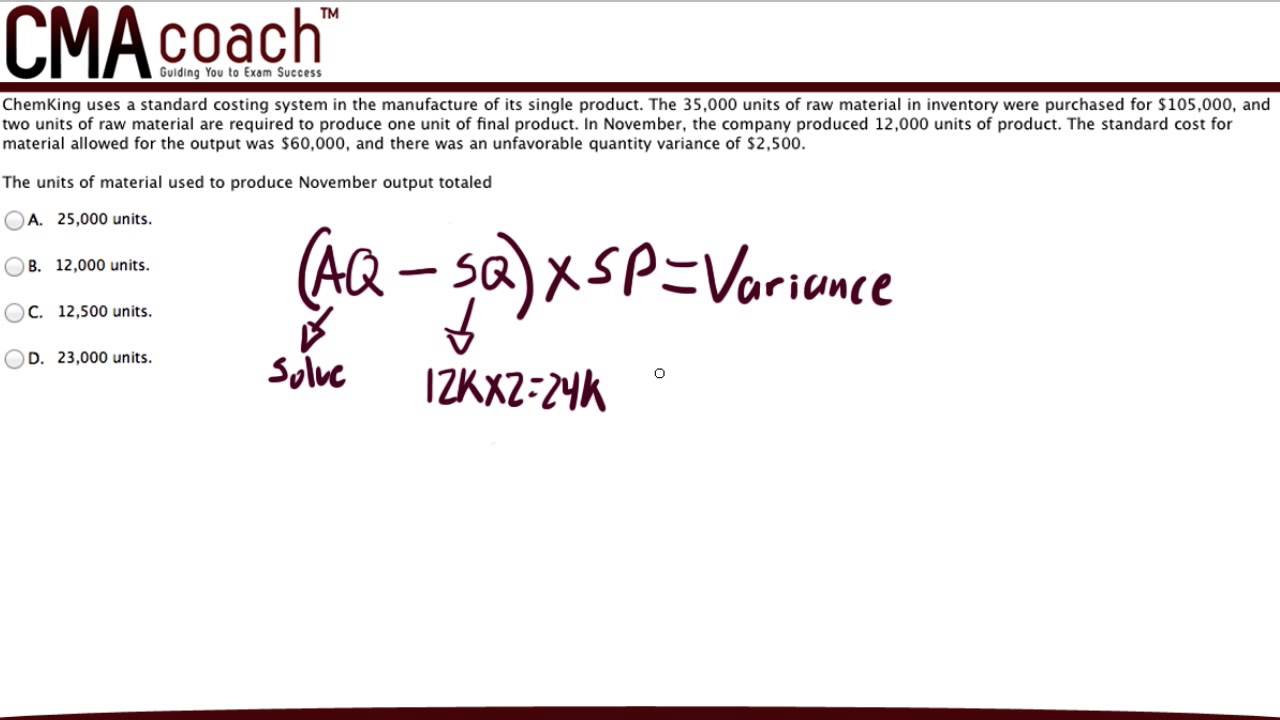 CMA Exam Part 1 - Material Quantity Variance Analysis