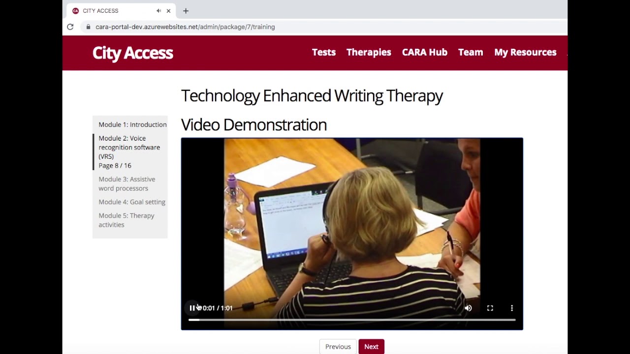 City Access: Technology Enhanced Writing Therapy training taster