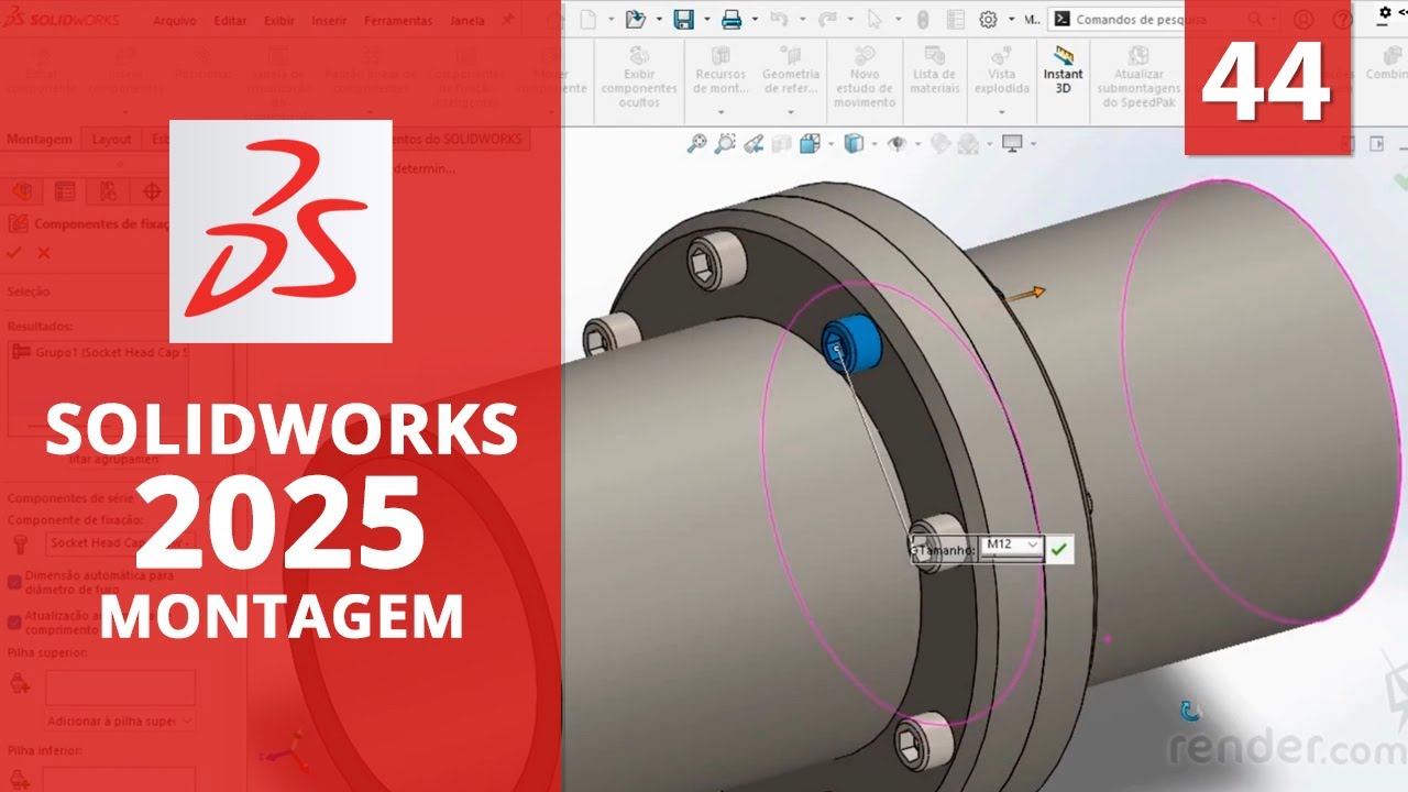 Método Bottom Up: Acoplamento Flangeado | SolidWorks 2025 Montagem