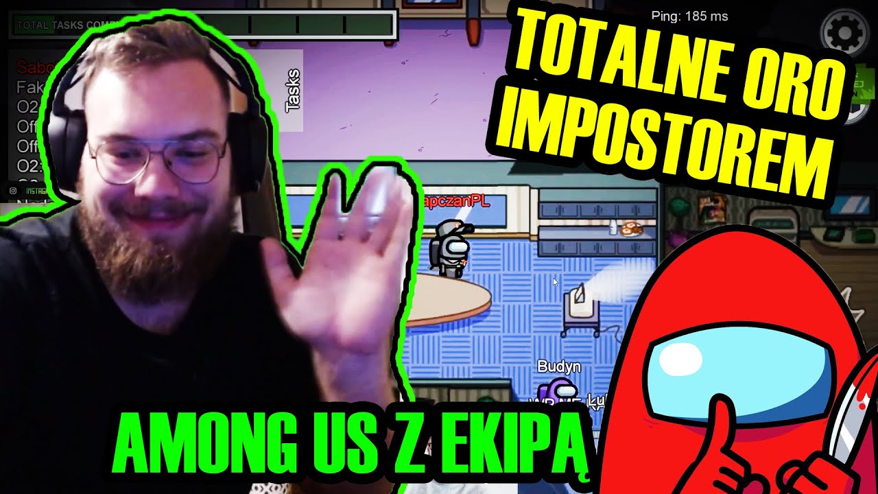 JAPCZAN ROBI 1v9 IMPOSTOREM  - AMONG US Z EKIPĄ