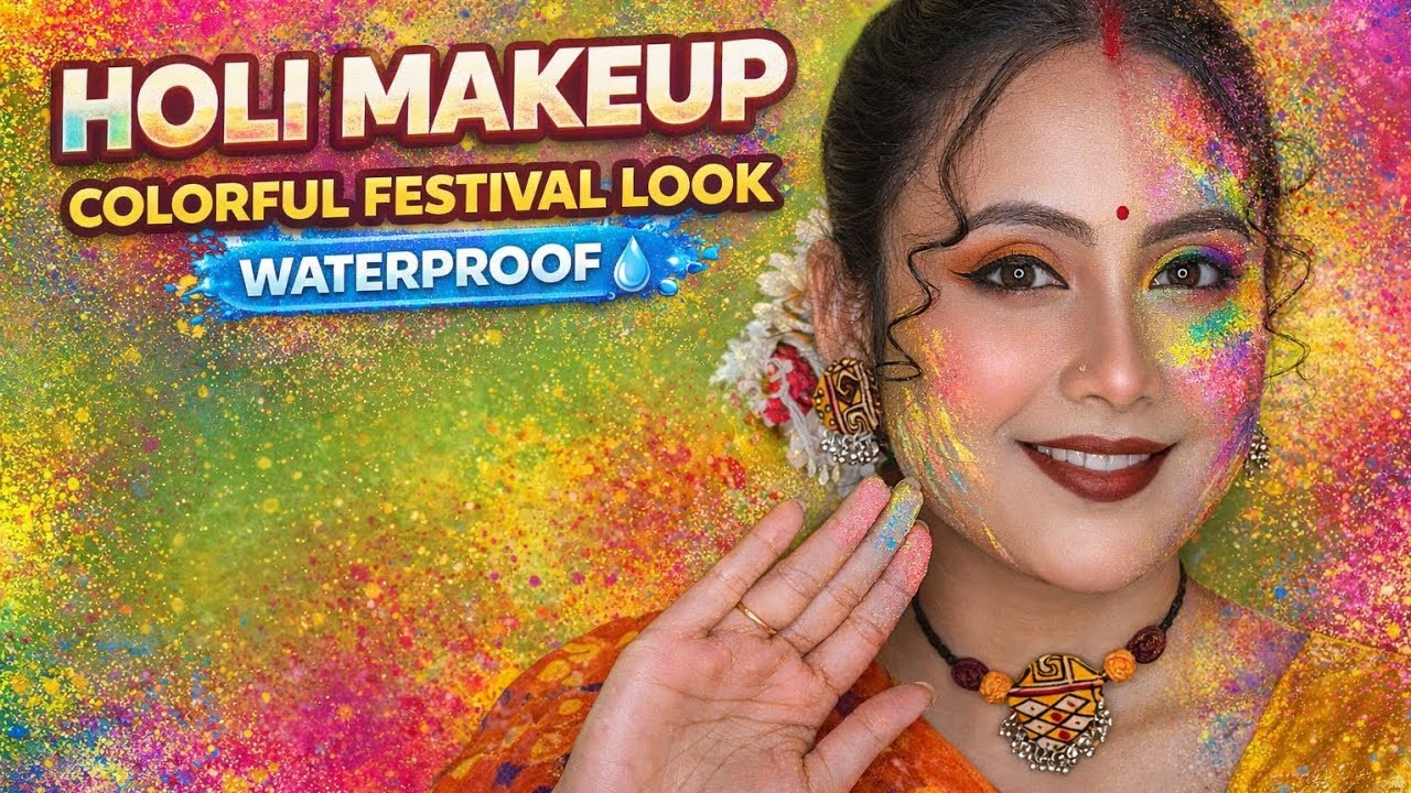 Holi Makeup Tutorial 2026 | Easy & Waterproof Colorful Look 🌈 | Step by Step bengali 