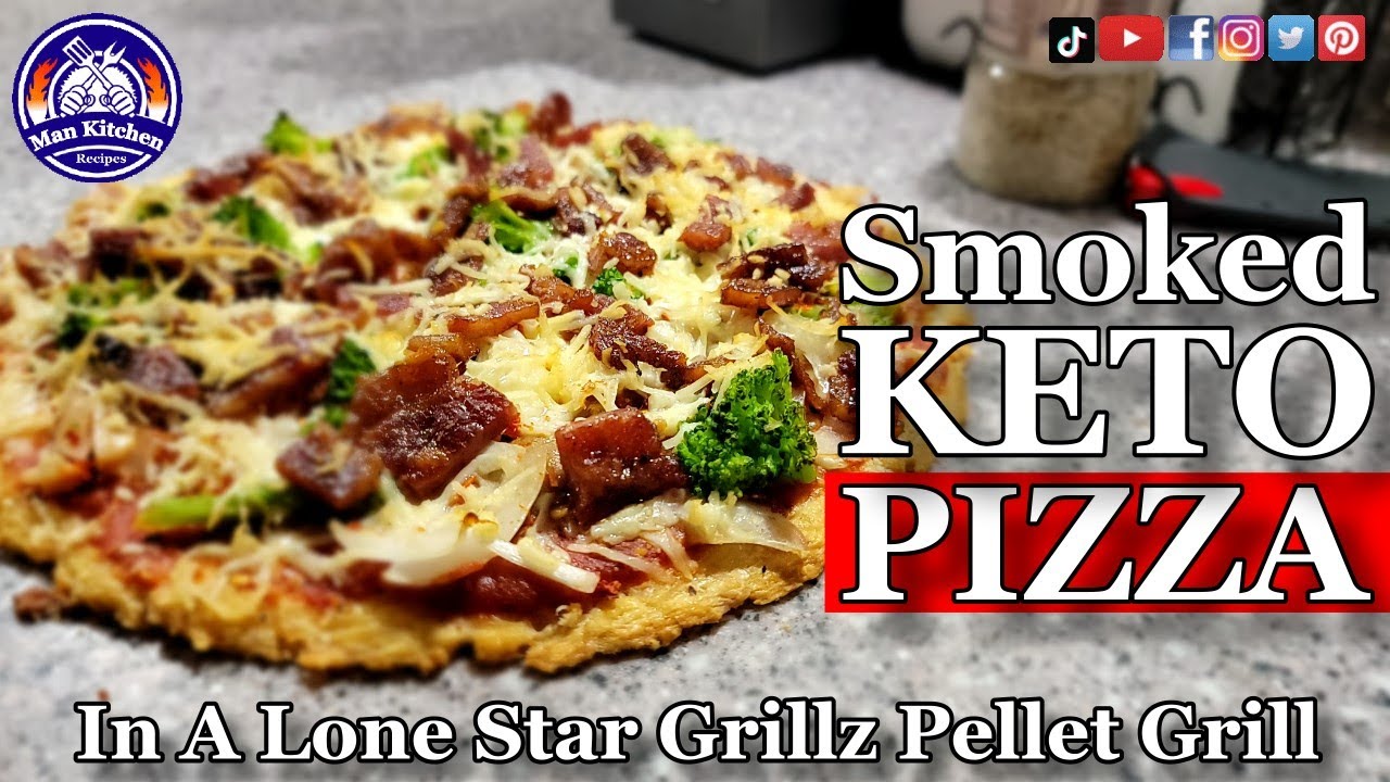 Smoked KETO PIZZA With A Chicken Crust! In A Lone Star Grillz Pellet Grill