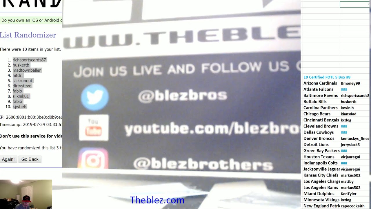 Blez Bros Live Case Break Sports Card Show