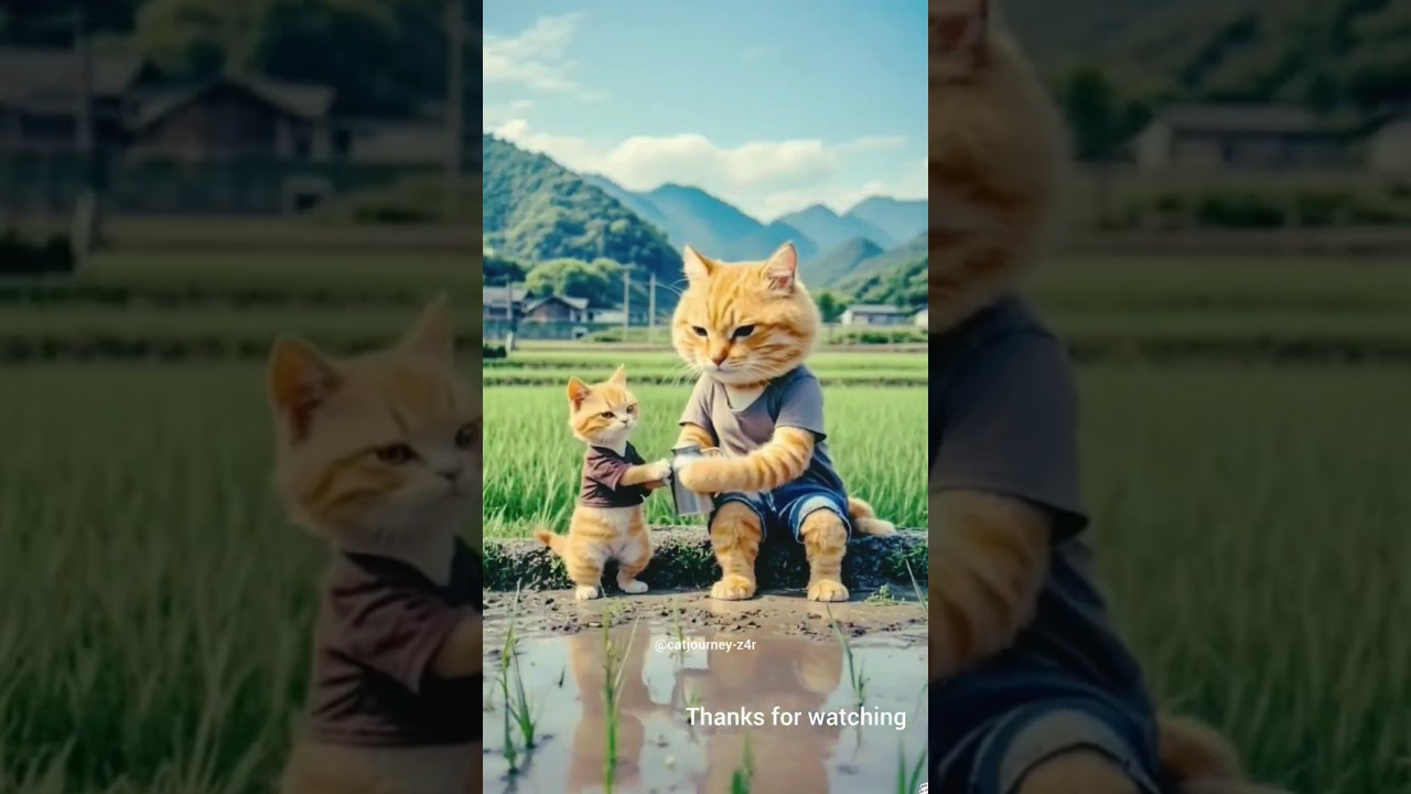 farmer kitten 🐱🐱 helming her father cat |wait for end🖐🖐 