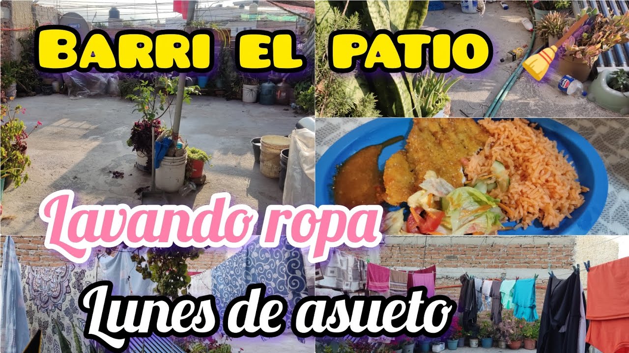 # POR FIN BARRI ÉL PATIO 🧹 # LAVANDO ROPA 👖👚 # LUNES DÉ ASUETO