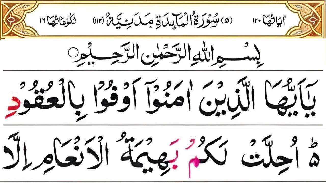 Surah Al-Ma’idah Complete | Slow & Clear Tilawat