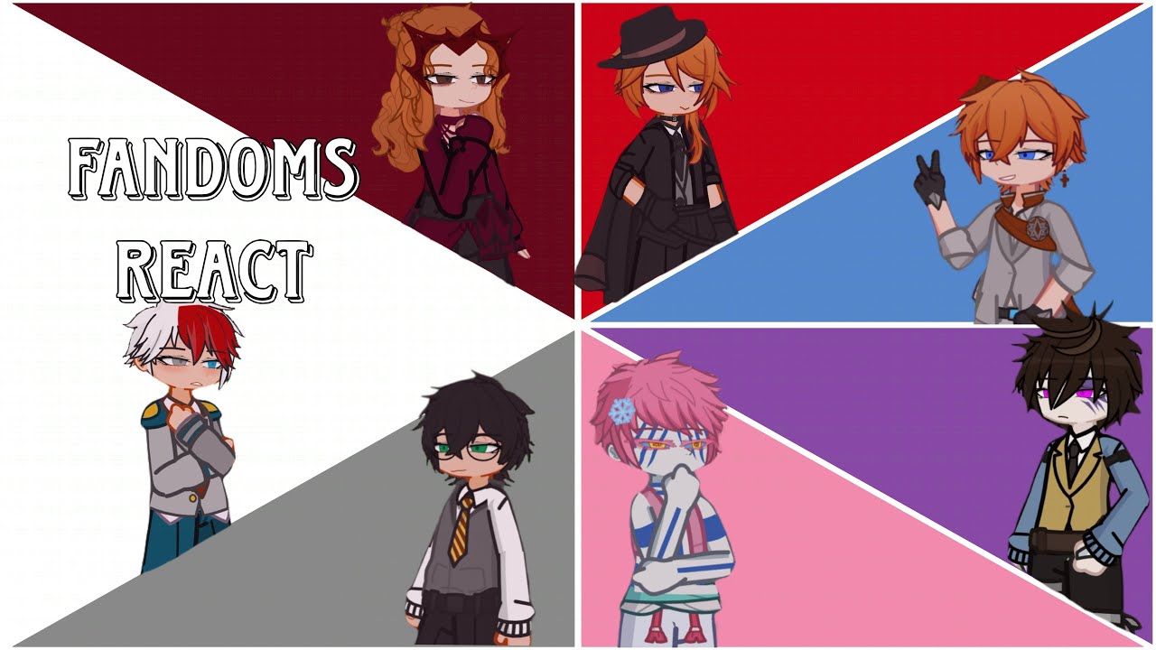 Fandoms react to each other //Introduction//Full//Mha//HP//Kny//Marvel//Genshin//FNaF//BSD//
