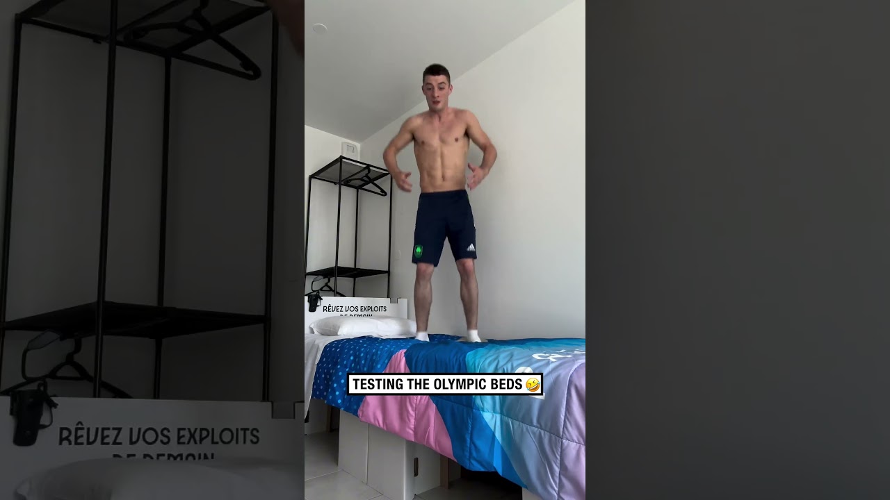 The Olympic beds are made out of cardboard!? 🤯🫣  -  🎥 sofireinosokayak / rhysmcc1