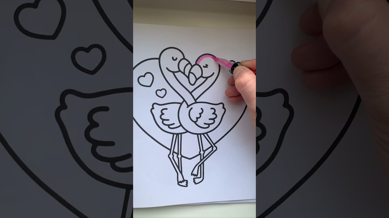 ASMR Coloring Flamingo Love 🦩💖 Relaxing Marker Sounds & Satisfying Pink Coloring
