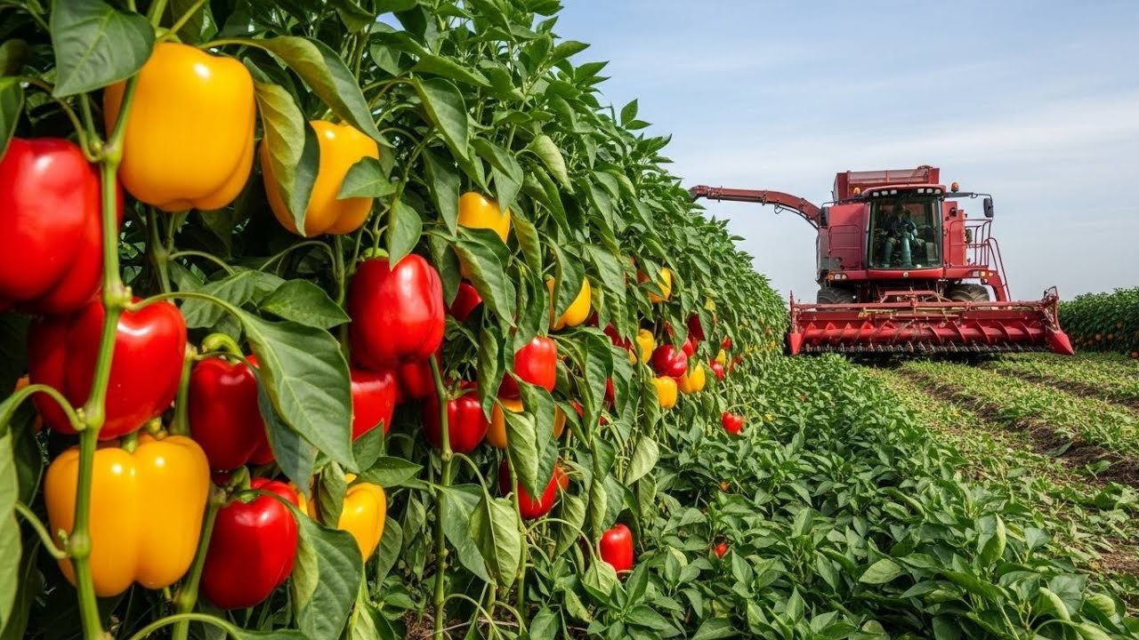 How Millions of Bell Peppers Are Grown, Harvested, and Sorted by Machine | Farming Documentary
