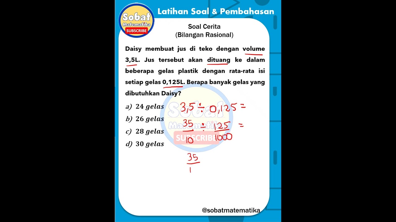 Soal Cerita Bilangan Rasional Desimal Pecahan #bilanganrasional #math #matematikasmp
