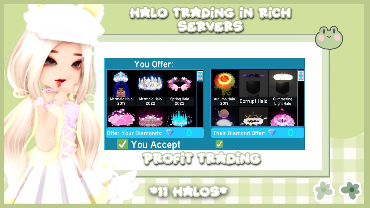 Halo trading in rich royale high servers *Getting 11 halos* (Royale High Roblox)