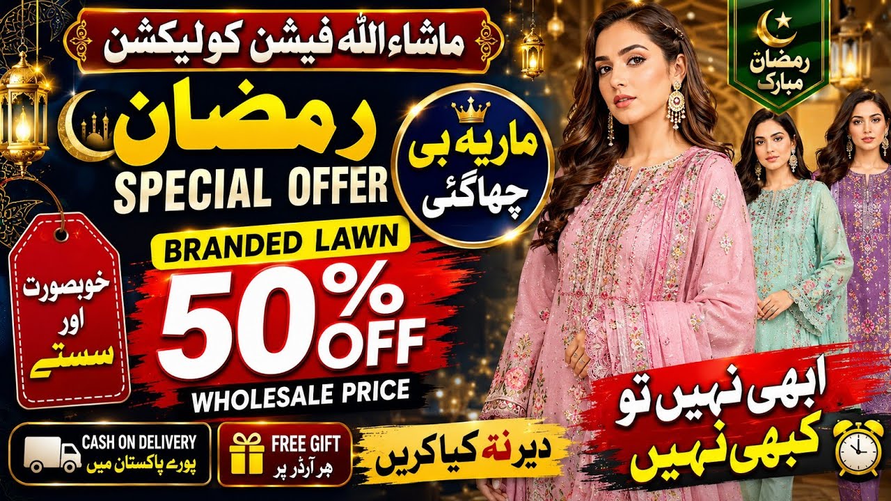 Ramzan Special Offer 🌙 | Branded Lawn 50% OFF | Wholesale Price | Hurry Up!