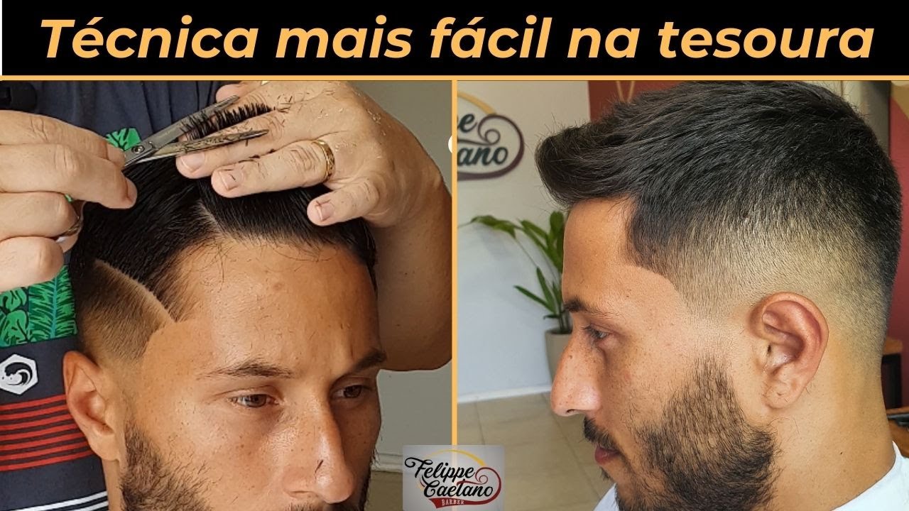 T&eacute;cnica corte na tesoura para barbeiro iniciante - Curso de Barbeiro Felippe Caetano