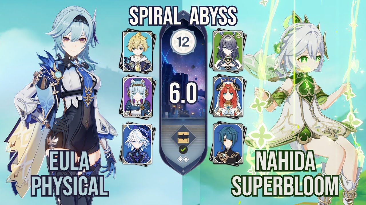C0 Eula Physical + C2 Nahida Superbloom | Spiral Abyss 12 6.0 | Genshin Impact