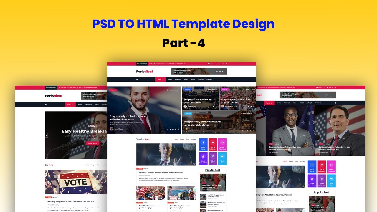 Treading News Section - Themeforest PSD TO HTML Template design part-4