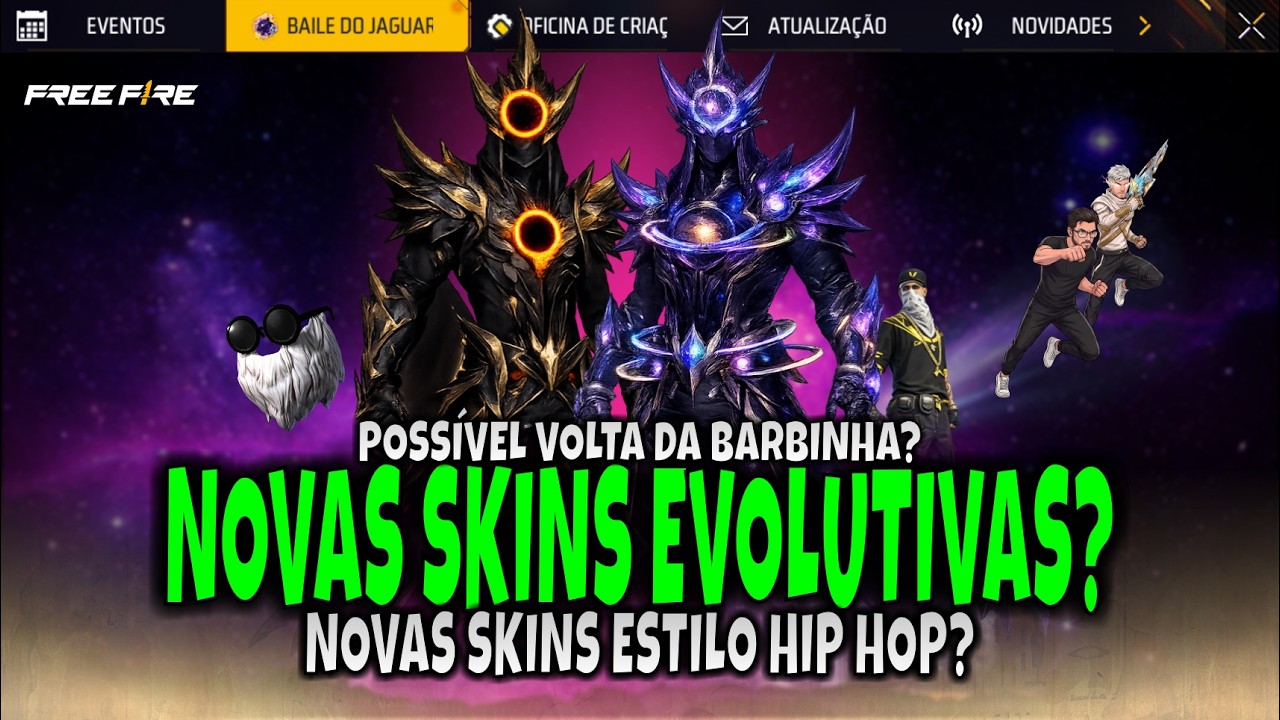 🚨URGENTE! DUAS NOVAS SKINS LENDÁRIAS?! + SKINS HIP HOP E BARBINHA DO VELHO | NOVIDADES FREE FIRE