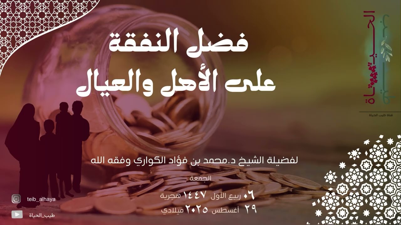 خطبة بعنوان : فضل النفقة على الأهل والعيال - د. محمد بن فؤاد الكواري وفقه الله