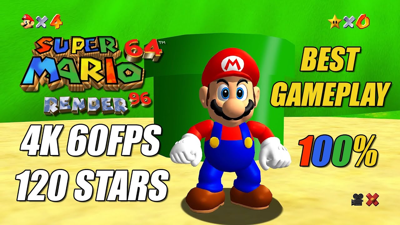 Super Mario 64 Render96 Gameplay 4K 60FPS 120 Stars 100% Complete Longplay PC Gameplay No Commentary