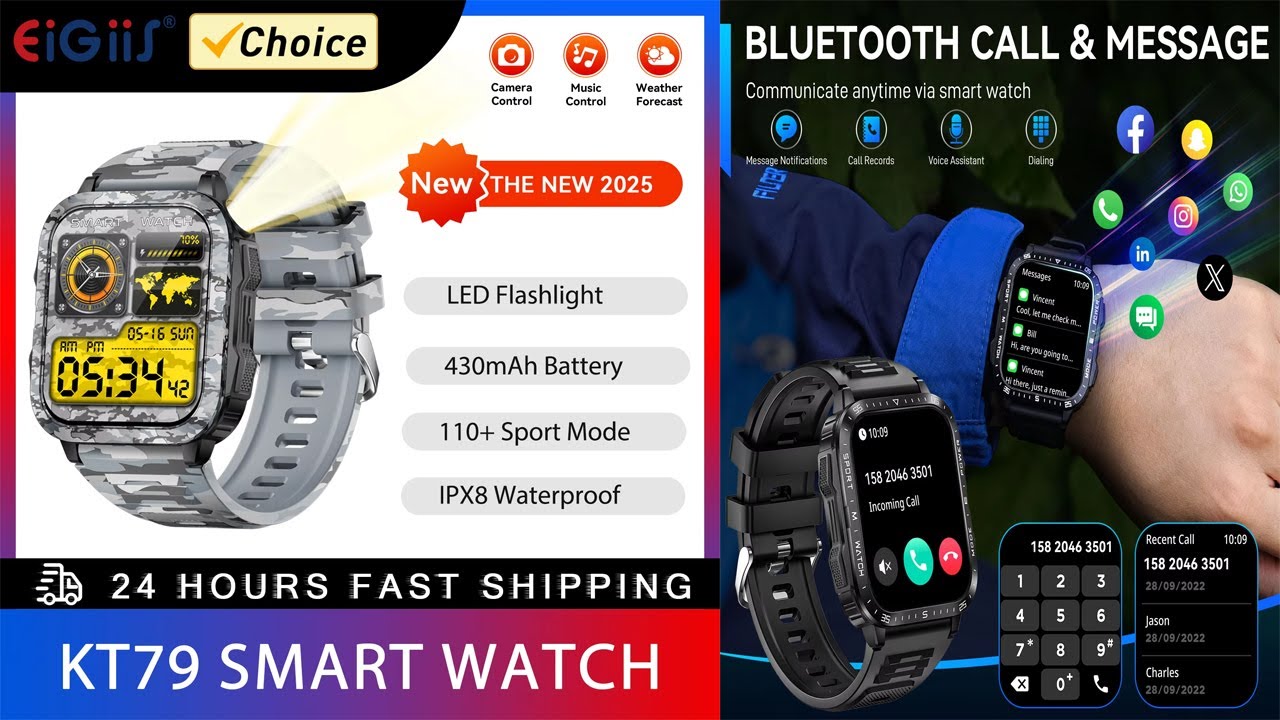 EIGIIS Smart Watch Review 2025 |Tactical LED Flashlight, 1.96&rdquo; Big Screen, 3ATM Waterproof&ndash;Only $30!