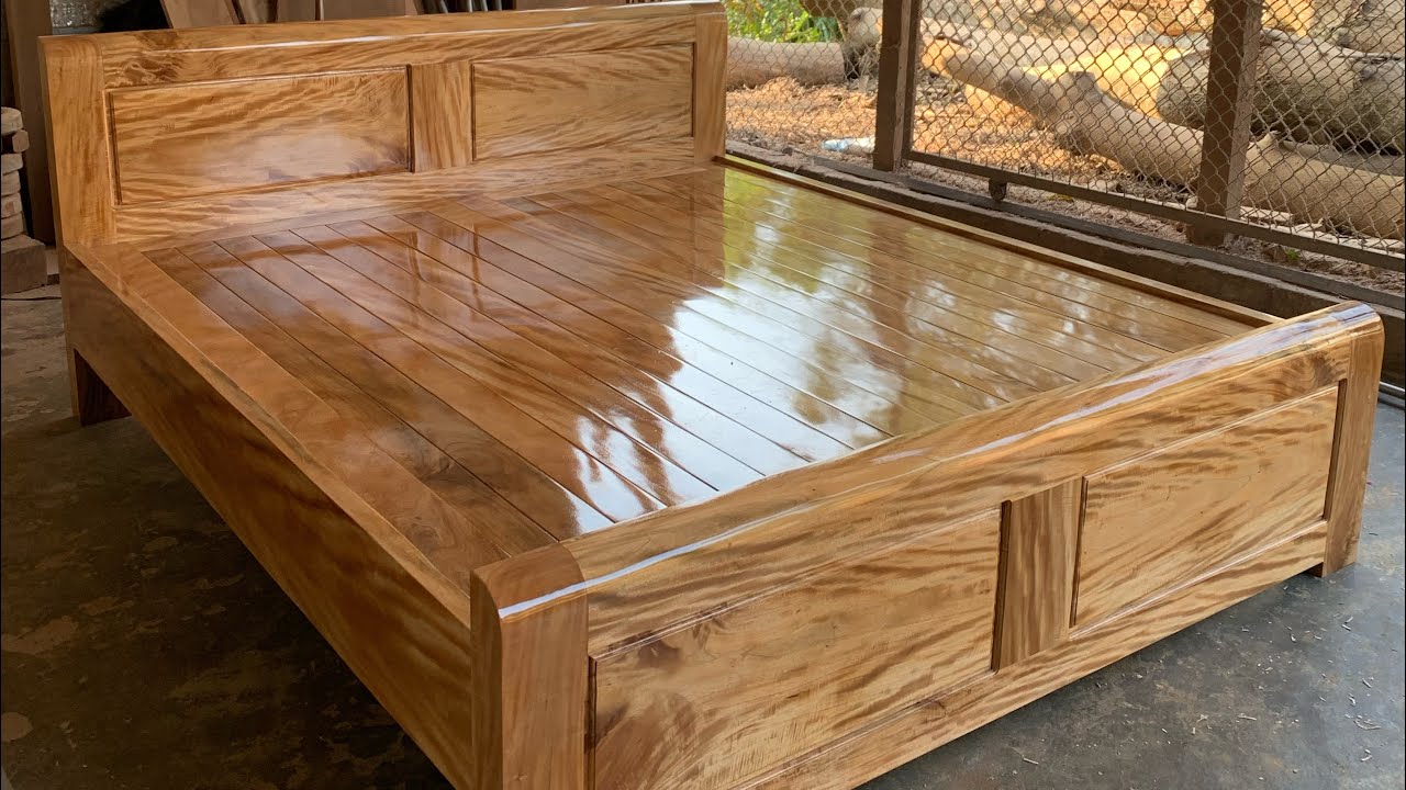 Giường gỗ lát chun m8x 2m lọt lòng qua đẹp!