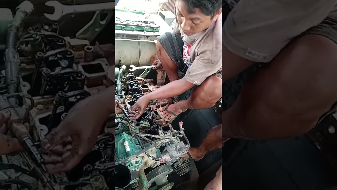 Volvo engine D5E top overhaul low power.EC210D Volvo backhoe #part1