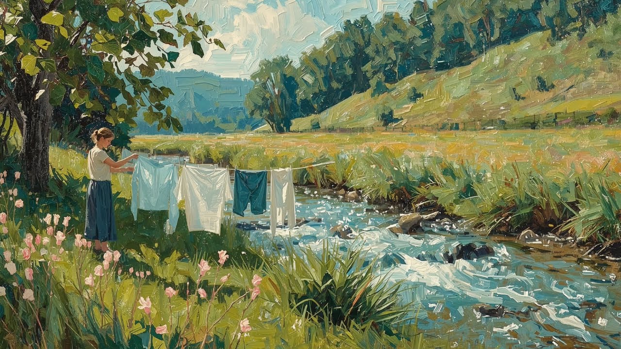 hanging laundry in the quiet countryside | gentle piano music playlist