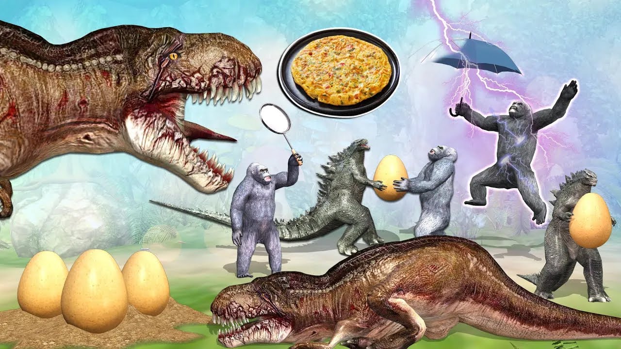 Gorilla vs T-rex Scarface Omelette || Cartoon Godzilla compilation | latest Comedy Video