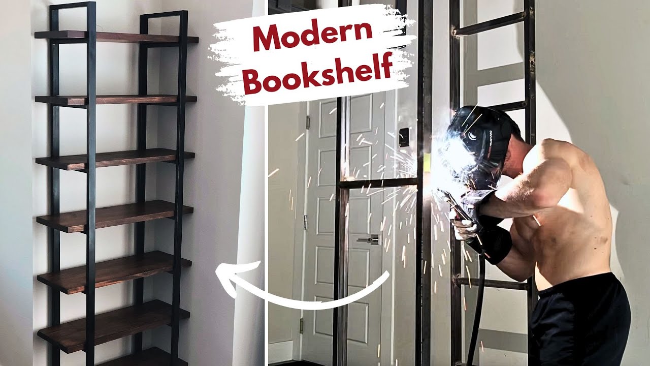 How to Build a Solid Wood and Steel Bookshelf, DIY Instructional | Builds By Maz