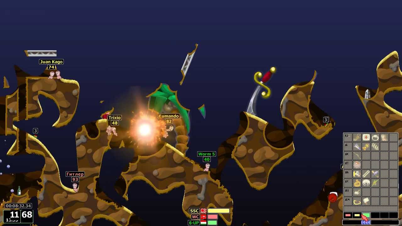 Project X mod Worms Armageddon - Highlander online match