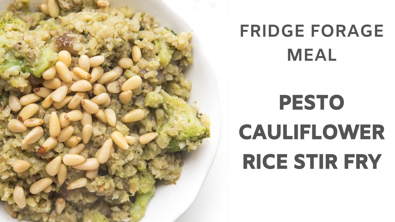 Whole30 + Keto Pesto Cauliflower Rice Stir Fry