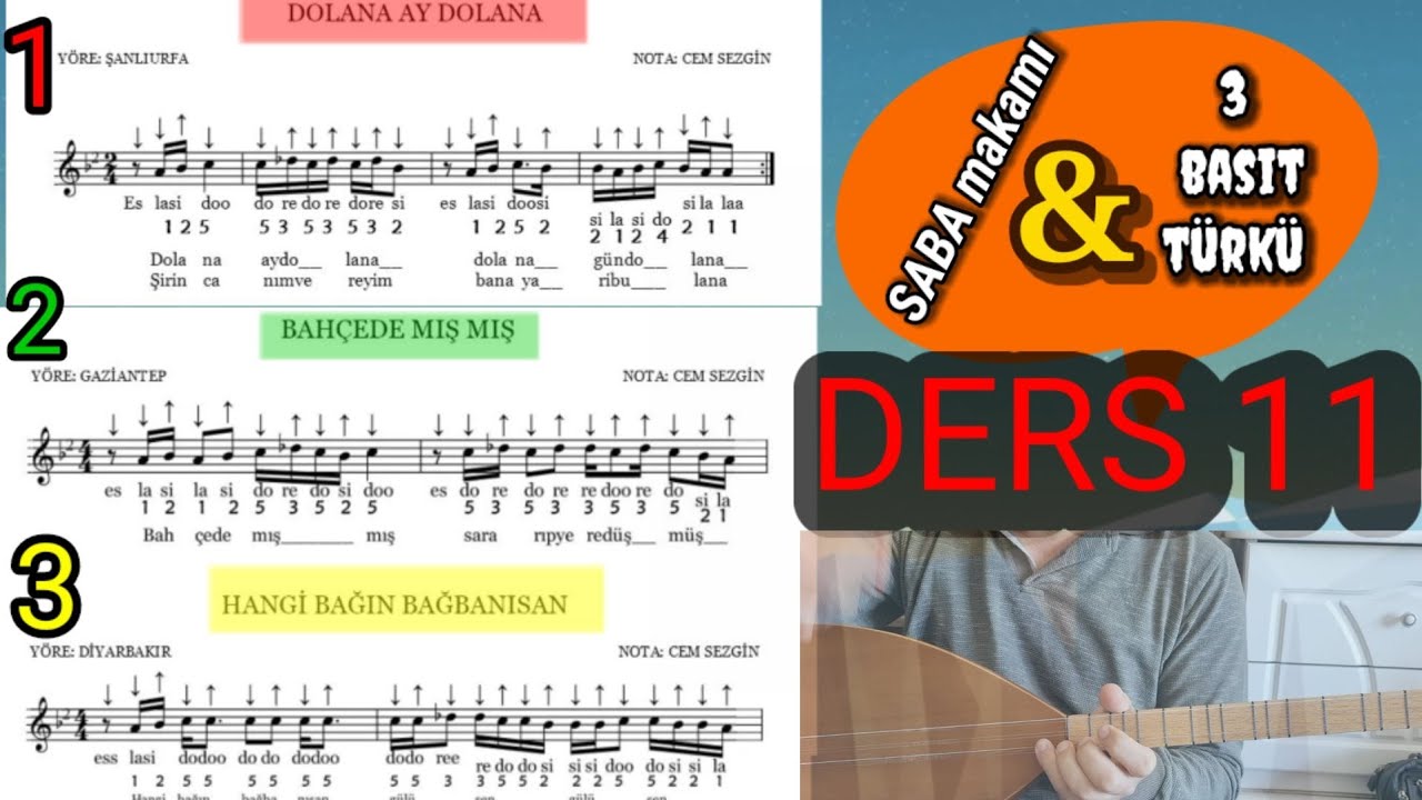 BAĞLAMA İÇİN 3 KOLAY TÜRKÜ #solfej SABA MAKAMI
