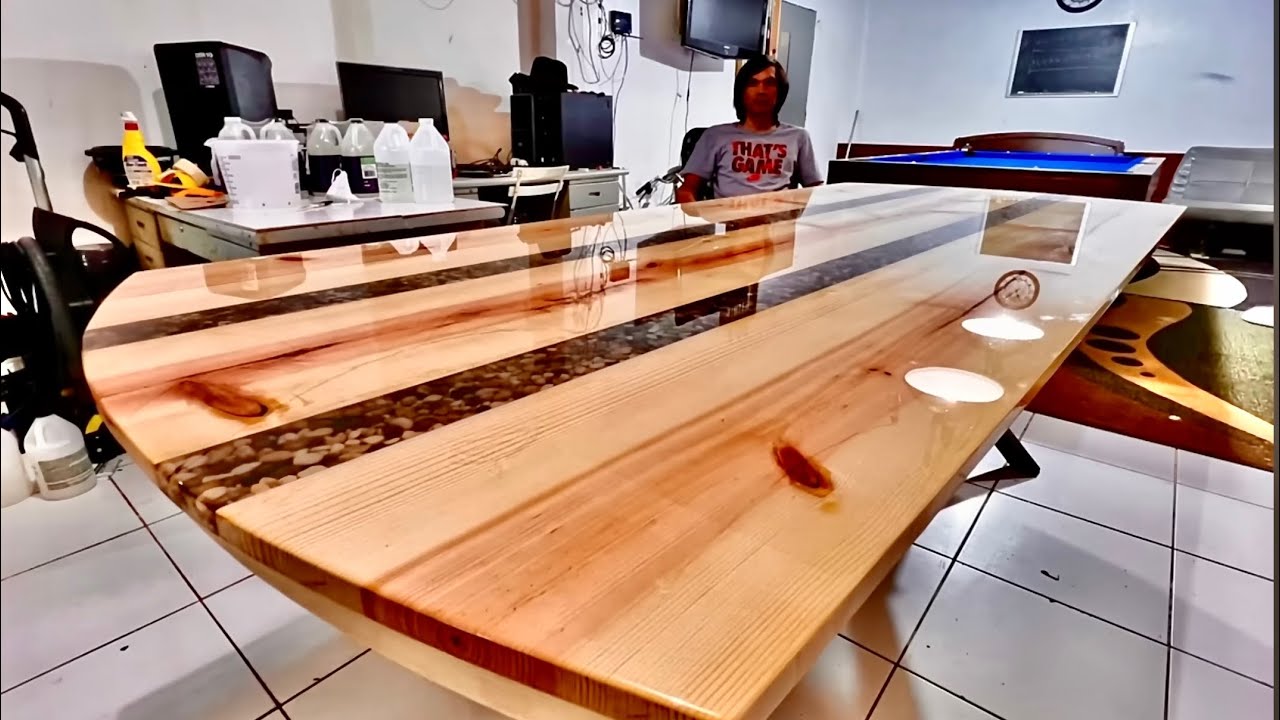 Flat Smooth & Shiny Like Glass/Epoxy Dining Table Full Build