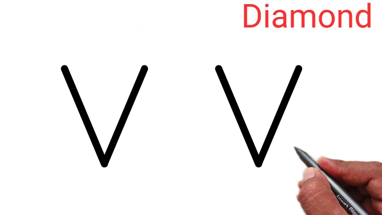 How to draw diamond from letter V V | Easy diamond drawing easy | letter drawing video