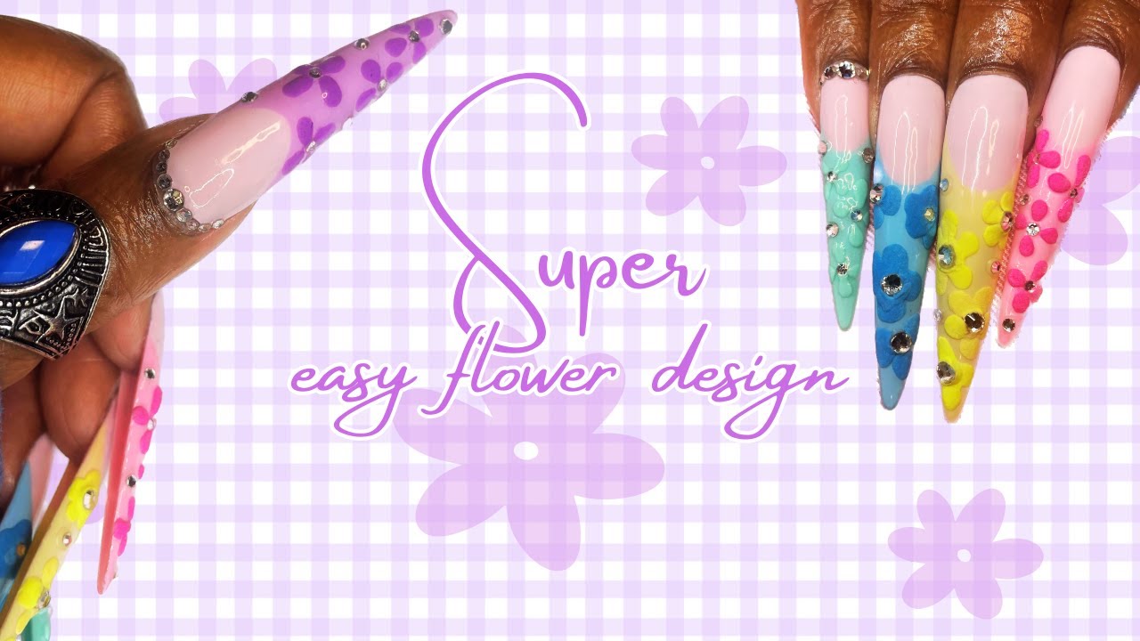 Easy flower nail art ft. modelones pastel gel polish