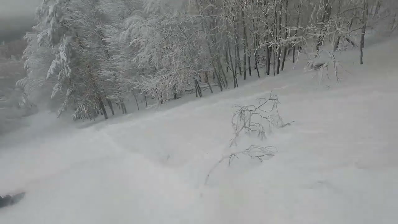 Гора Вишневая. Сноуборд. Фрирайд. Skiing in Russia