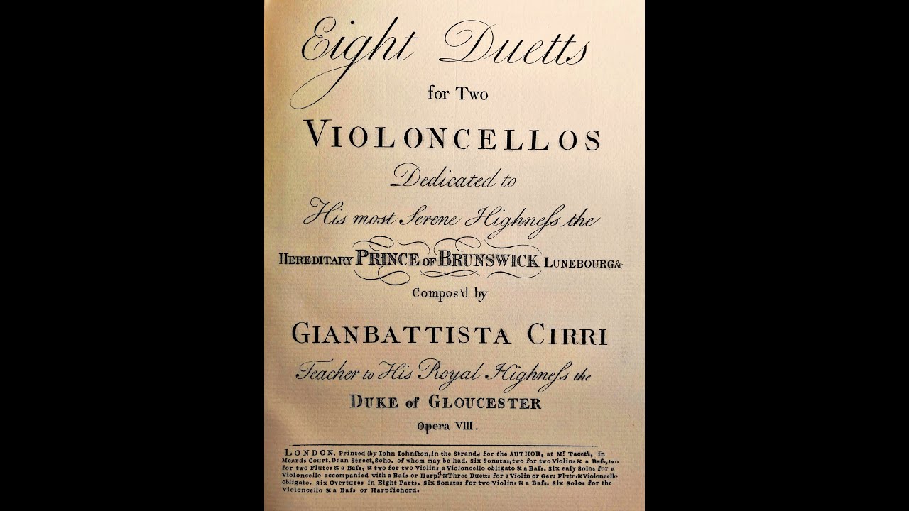 GiovanBattista Cirri, Duetto I in D Major, Op.VIII