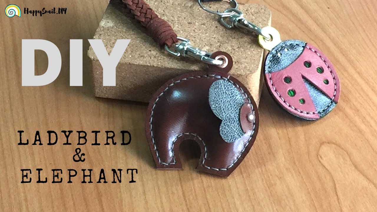 Making Ladybird and Elephant Keyring using leather.