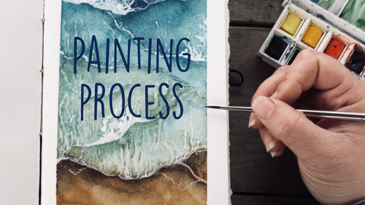 Watercolor painting process with relaxing music 🌊