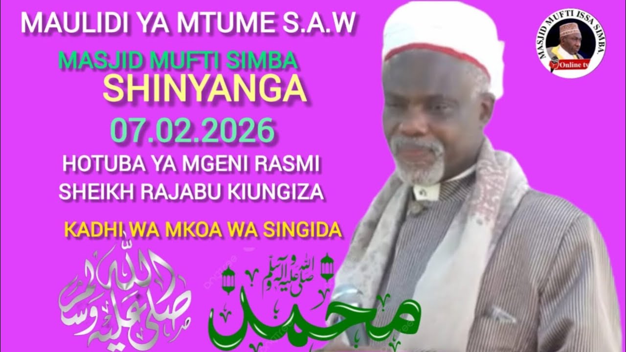 HOTUBA YA MGENI RASMI AKIMUWAKILISHA MUFTI  KWENYE MAULIDI YA MASJID MUFTI SIMBA SHEIKH KIUNGIZA