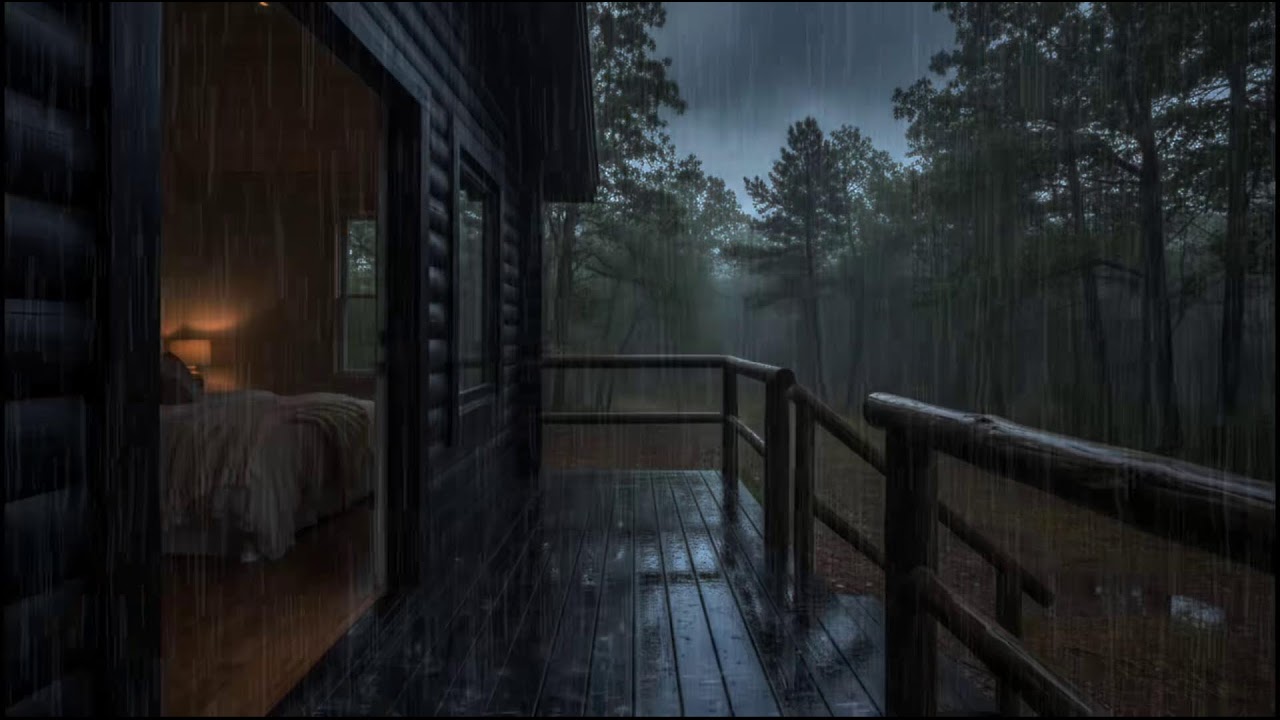 Cozy Forest Cabin Rain at Night 🌲🌧 | Relaxing Rain Sounds for Deep Sleep & Insomnia Relief