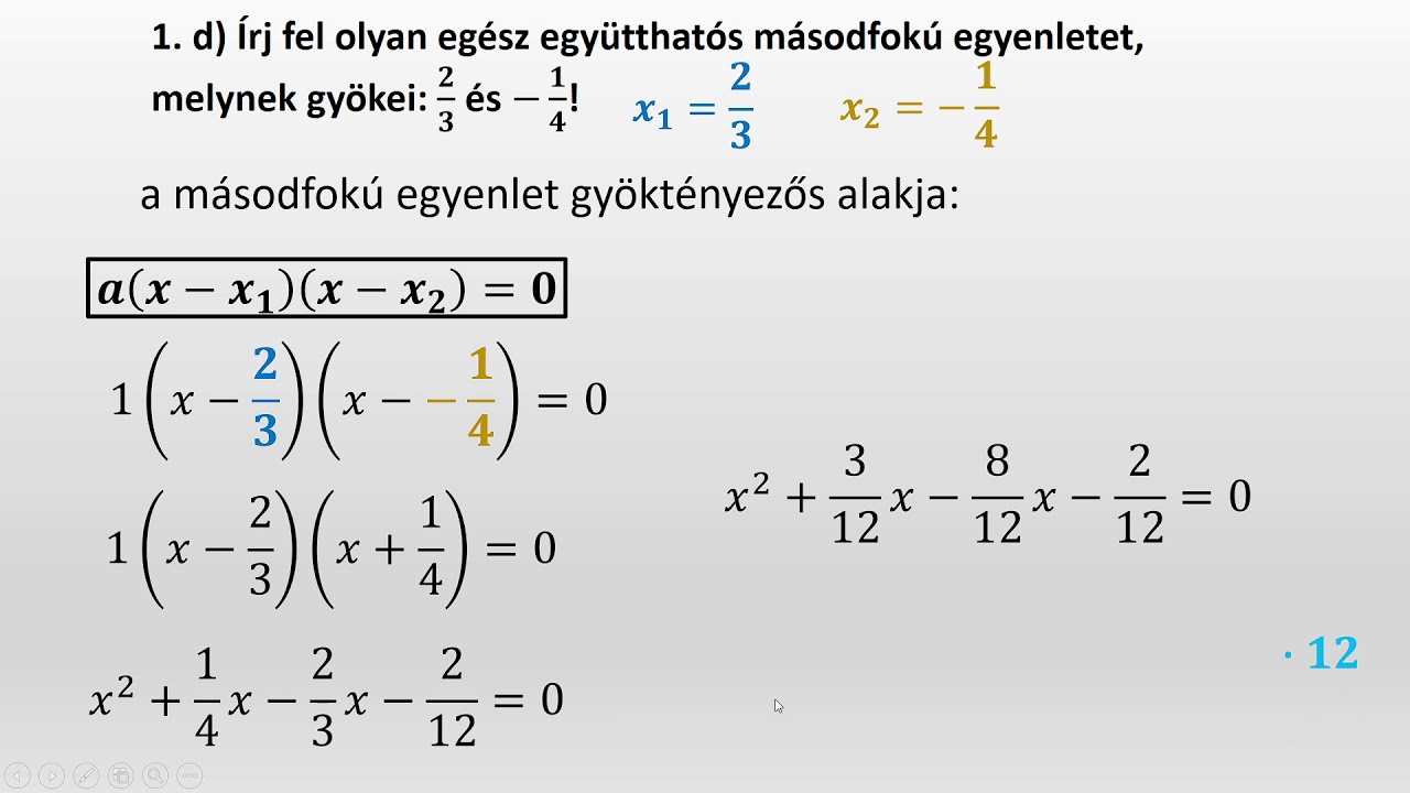 Gyöktényezős alak (másodfokú egyenlet)