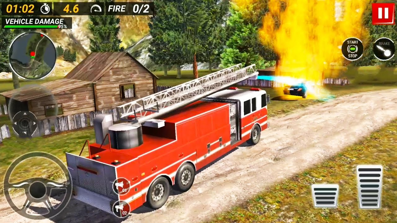 Fire Truck Driving Game 2019 - Extinguishing A Car Fire - Android Gameplay FHD