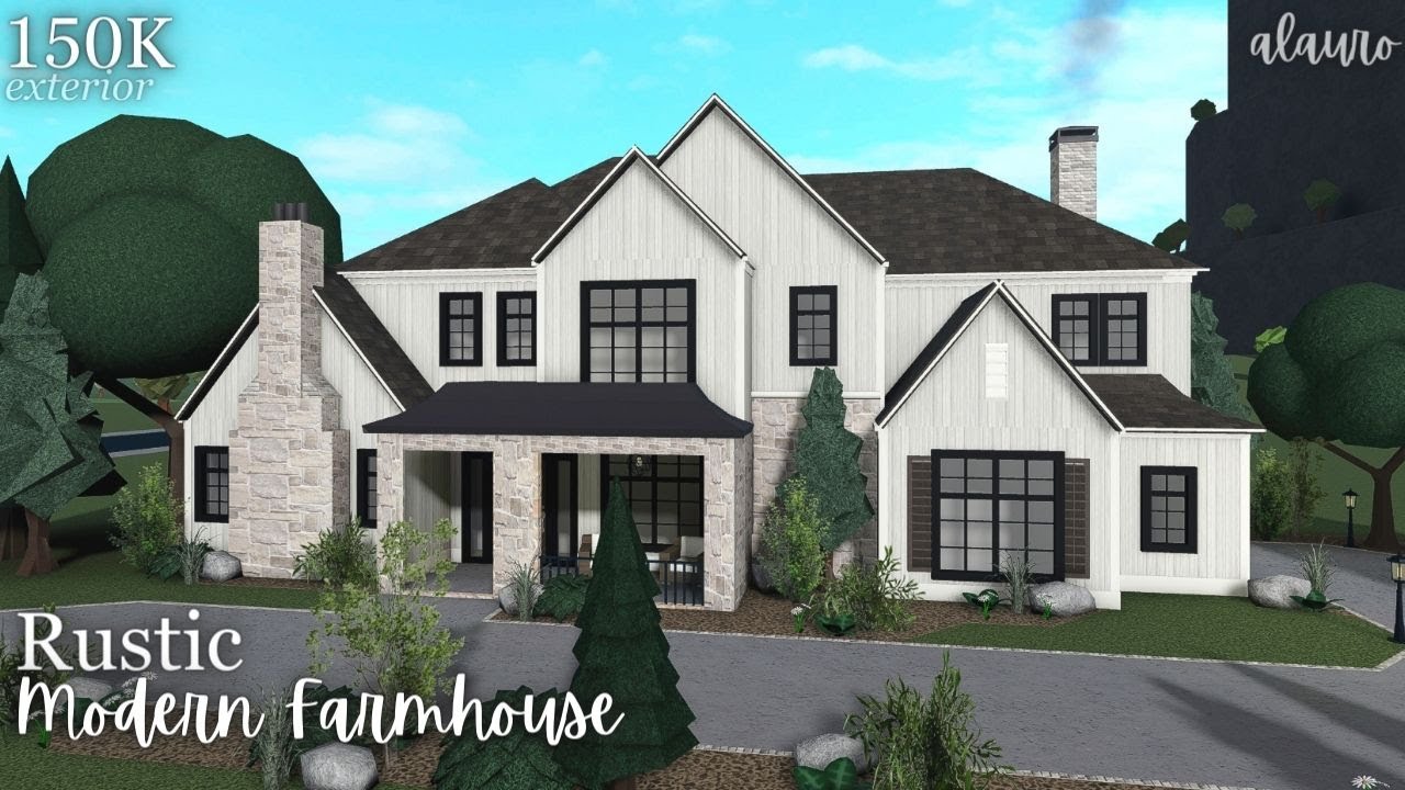Rustic Modern Farmhouse - 150K Exterior - Bloxburg Speed build