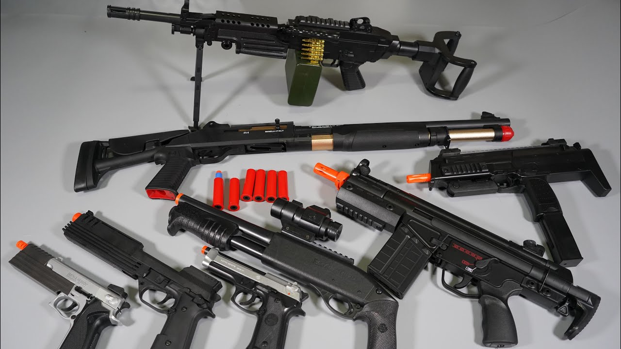 M249 Light Machine Gun Toy Gun - Benelli M4 Nerf Gun -MP7 Airsoft Gun- REALISTIC TOY GUNS collection