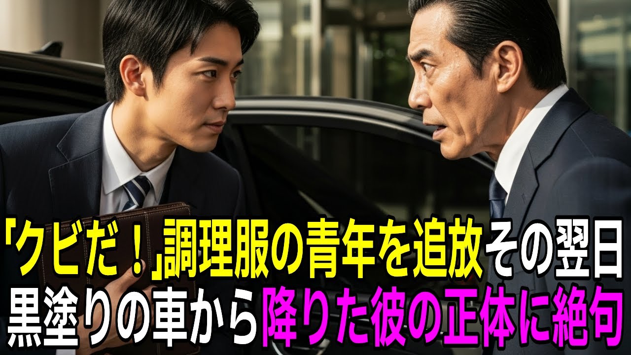 「クビだ！」調理服の青年を会議室から追い出した専務。翌日、会社に現れた『黒塗りの高級車』から降りてきた彼の正体に専務が青ざめる【感動する話】