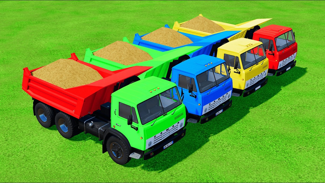 Work with Colors! SAND TRANSPORT with New Holland & KAMAZ TRUCKS! MUDDY ACTION!