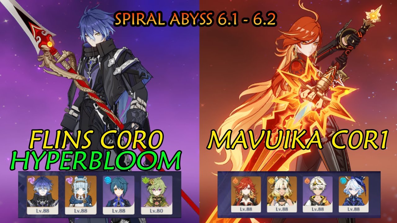 F2P Flins C0R0 HYPERBLOOM - Mavuika C0R1 Spiral Abyss 6.1 - 6.2