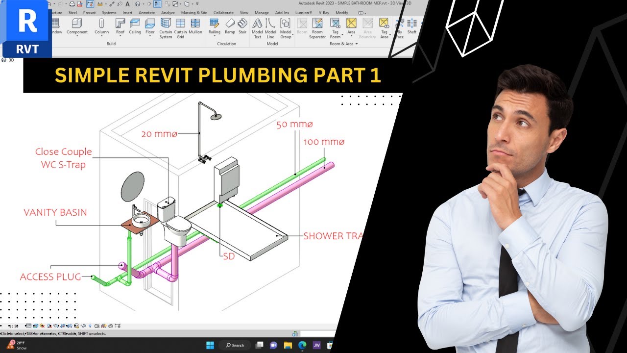 The Right Way To Plumb A Bathroom In Revit MEP Plumbing Tutorial For Beginners ( Part 1 - Drainage)